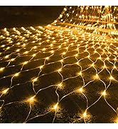 WATERGLIDE Outdoor Christmas Net Lights, 12FT x 5FT 360 LED Fairy String Light with 8 Lighting Mo...