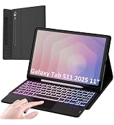 for Samsung Galaxy Tab S11 2025 11" Keyboard Case: 3 Zone 7 Colors Backlit Trackpad Keyboard for ...