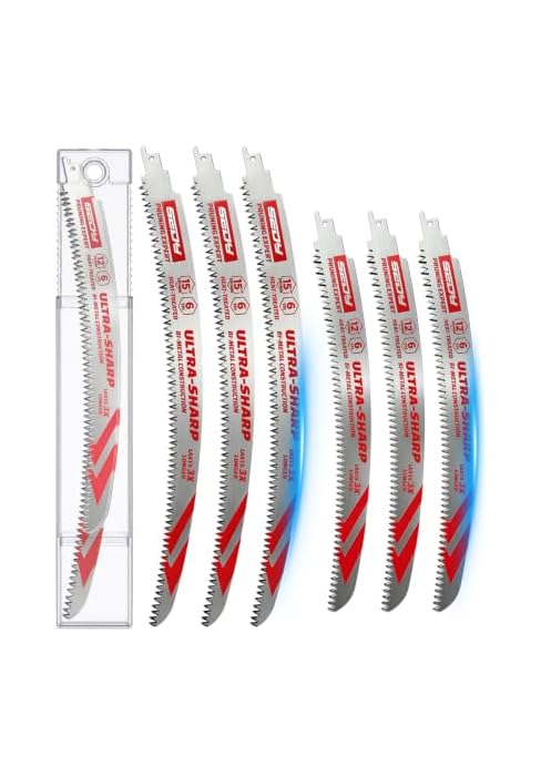 6-Piece Japanese Teeth Reciprocating Saw Blade Set, Arc Edge Wood Pruning Saw Blades, 6TPI for Tr...
