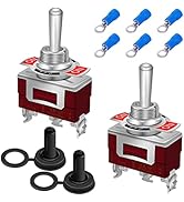 weideer 2Pcs Toggle Switch 12V 30A ON/Off/ON 3 pin 3 Position SPDT Latching Waterproof Switch wit...