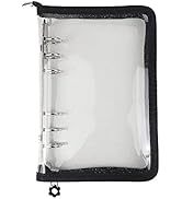 A6 Binder Cover Refillable 6 Ring Notebook Binder Clear Soft PVC Zipper Binders Folder for 6 Hole...