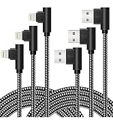 OCEEK 3Pack (3/6/10FT) USB A to Lightning Cable Right Angle [MFi Certified] | iPhone Charger Cabl...