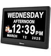 Soobest 12” Dementia Digital Clock for Seniors Extra Large, 20 Alarm Reminders Date Day Time Disp...