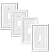 DEWENWILS 4-Pack White Outlet Covers &amp; Switch Plates — Decorative Metal Wall Plates for Toggle Li...