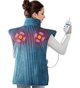 Vibrating Heating Pad for Neck and Shoulders,Extra Large Heating Pads for Back Pain Relief with 2...
