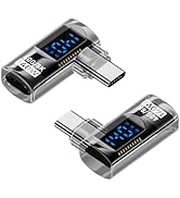 Jadebones 2 Pack 90 Degree USB C Adapter with Digital Display, 140W Right Angle USB-C Male to Fem...