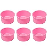 Staruby Silicone Mini Round Cake Molds, 4 Inch, Pink, Set of 6