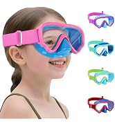Vvinca Kids Swim Goggles with Nose Cover, Snorkel Diving Mask Fabric Strap Anti Fog Anti Shattere...