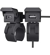 BlueFire 2-in-1 Motorcycle Charger, Dual Quick Charge Type C 30W PD & 3.0 USB, 10V/24V Handlebar ...