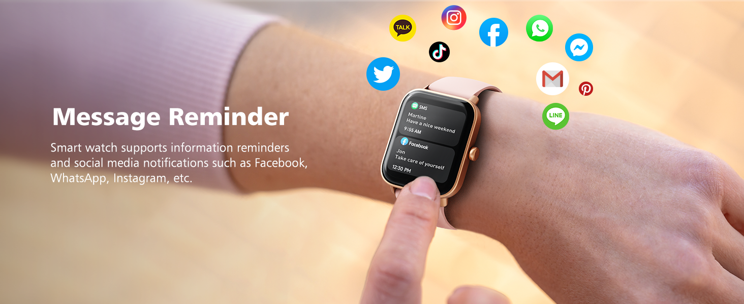 smart watch with calls/SMS reminders/APP notifications