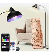 Smart WiFi RGB Floor Lamp Work with Alexa &amp; Google Home, Arched Modern Industrial Standing Tall L...