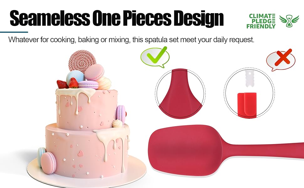 kitchen gadgets food grade silicone spatula set baking utensils heat resistant one piece design 