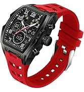 FANMIS Watch for Men Fashion Hollow Unique Rectangle Dial Wristwatch Waterproof Sport Digital Ana...