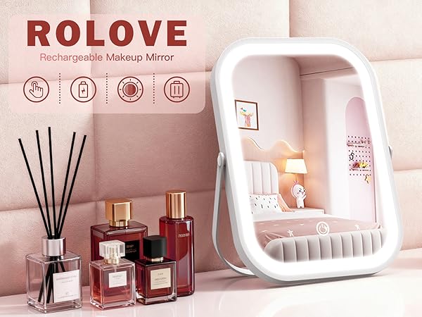 touch rechargeable travel makeup mirror makeup light cordless rechargeable led vanity mirror lights