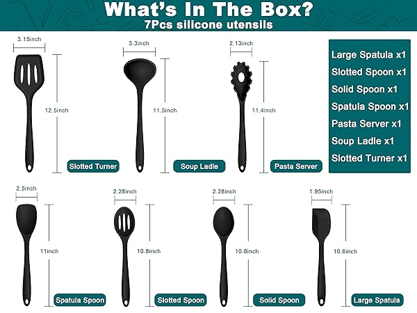 Silicone Cooking Utensil Set of 7