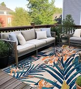 Rugshop Tropical Floral Leaves Indoor/Outdoor Area Rug 5' x 7' Multi