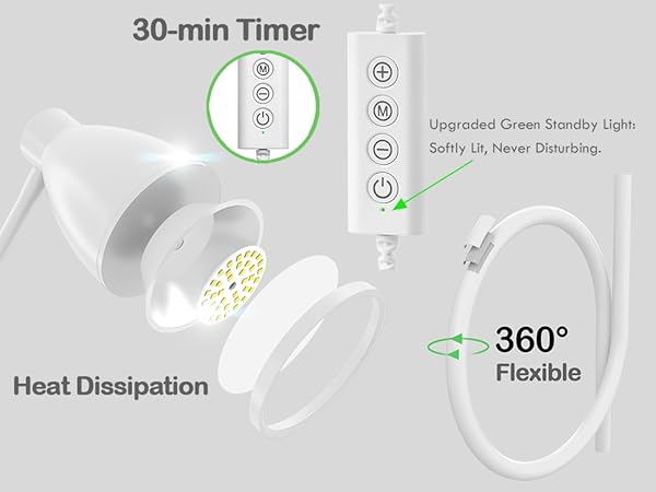 Desk Lamp Reading Light LED Clamp Lamp Flexible Gooseneck Clip on Light for Bed Bedside