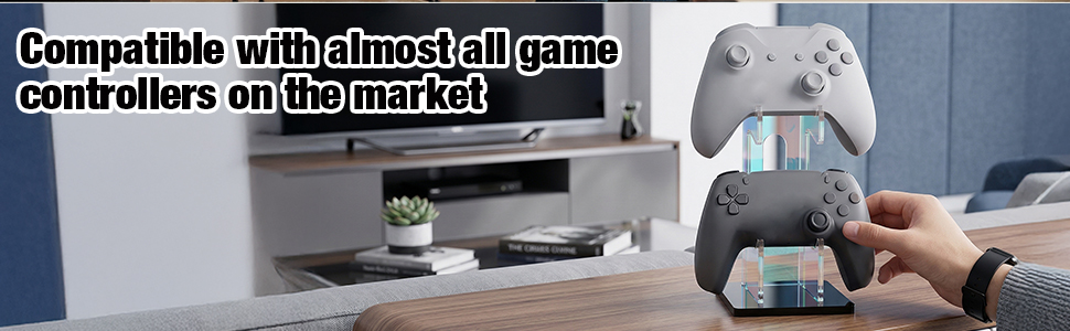 Iridescent Acrylic 2-Tier Universal Game Controller Holder Stand for PS5 Xbox ONE Switch