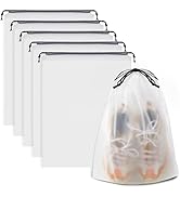 COIDEA Clear Shoe Bags for Travel 5 PCS, 15.7" x 11.8" Drawstring Travel Shoe Bags for Packing, W...