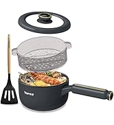 TOPWIT Hot Pot Electric with Steamer, 2L Multifunctional Electric Pot, Non-Stick Fring Pan, Porta...
