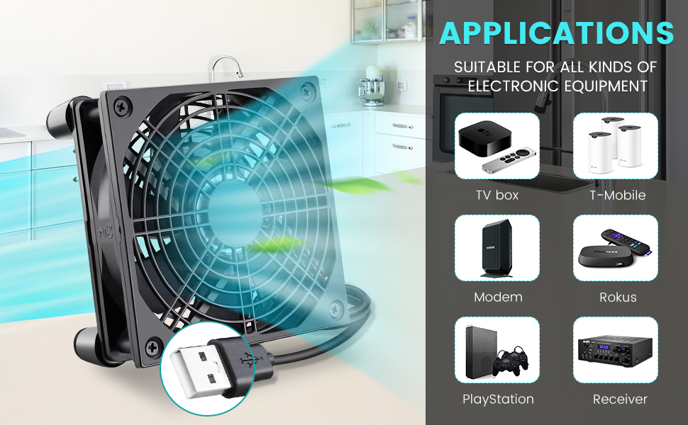 Router Xbox series x dvr cooling fan 120mm usb 5v fan terrarium pc 120mm x 25mm receiver modem mac 