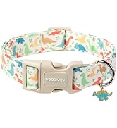 DOGWONG Dinosaur Cotton Dog Collar, Summer Cute Dog Collar Durable Soft Fabric Pet Dog Collars Bo...
