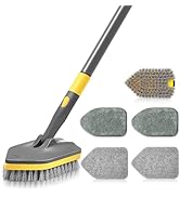 Daliper Shower Scrubber with Long Handle for Cleaning, 56" Extendable 3 in 1 Shower Cleaner Brush...