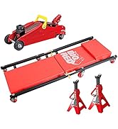 Big RED AT82040R Torin Hydraulic Trolley Floor Service/Floor Combo with 2 Jack Stands and Rolling...