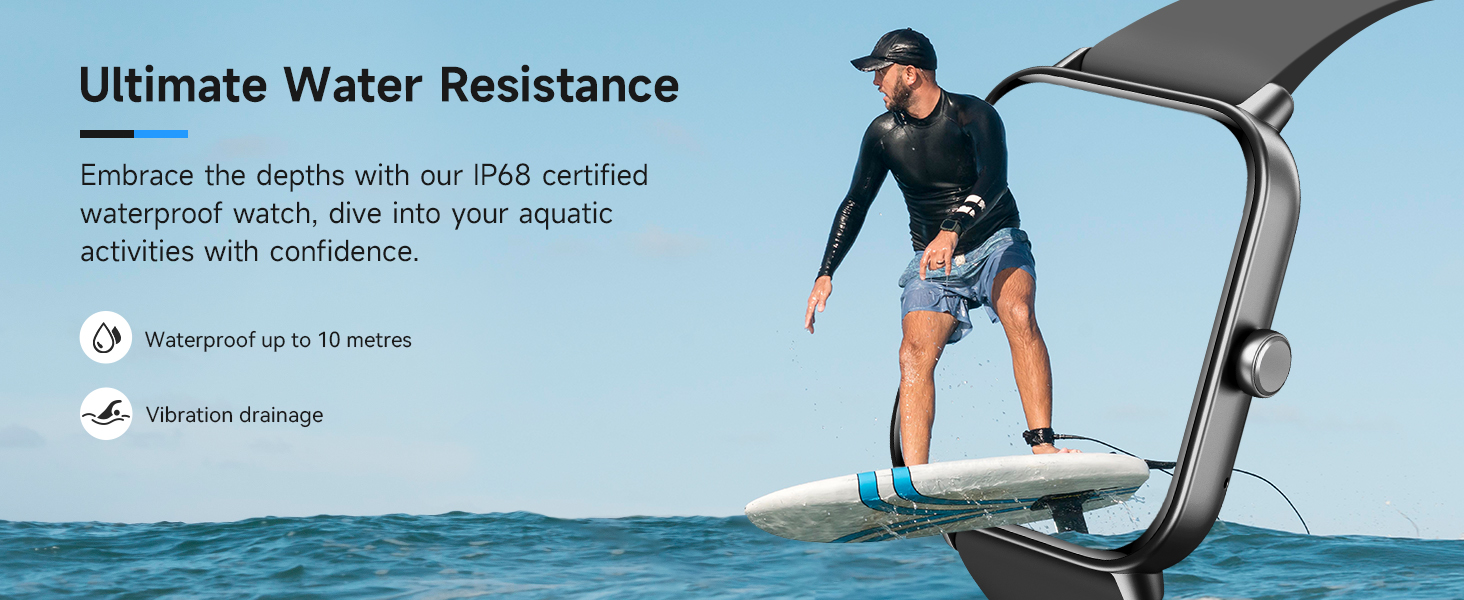 IP68 Waterproof Fitness Tracker with Bluetooth Call (Answer/Make), 100+ Sports Modes