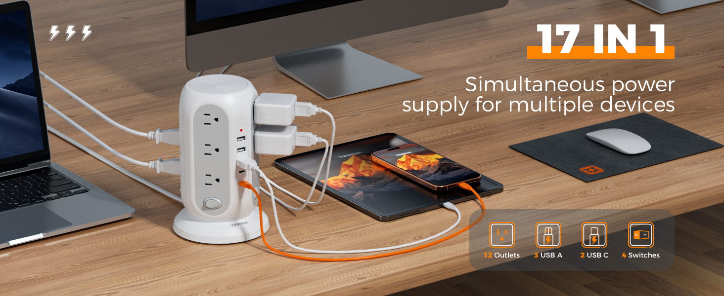 Power Strip with USB C Ports