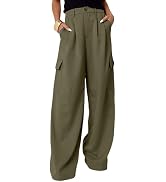 Dokotoo Womens High Waisted Wide Leg Cargo Pants Baggy Casual Work Pants with 4 Pockets