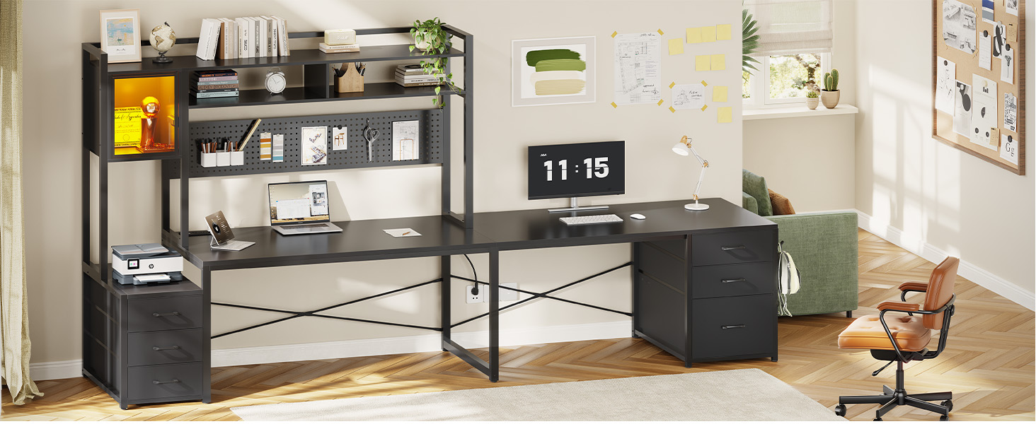 l shaped two person desk