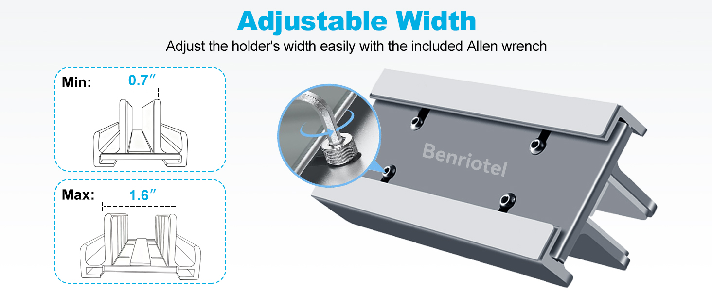laptop stand vertical Adjustable Width with the included Allen wrench