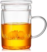 Unbreakable Glass Tea Cup with Infuser and Lid - 17oz Tea Mug for Loose Leaf Tea, Infusion Mug wi...