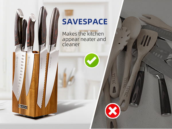 kitchen knife set with a wooden magnetic knife holder