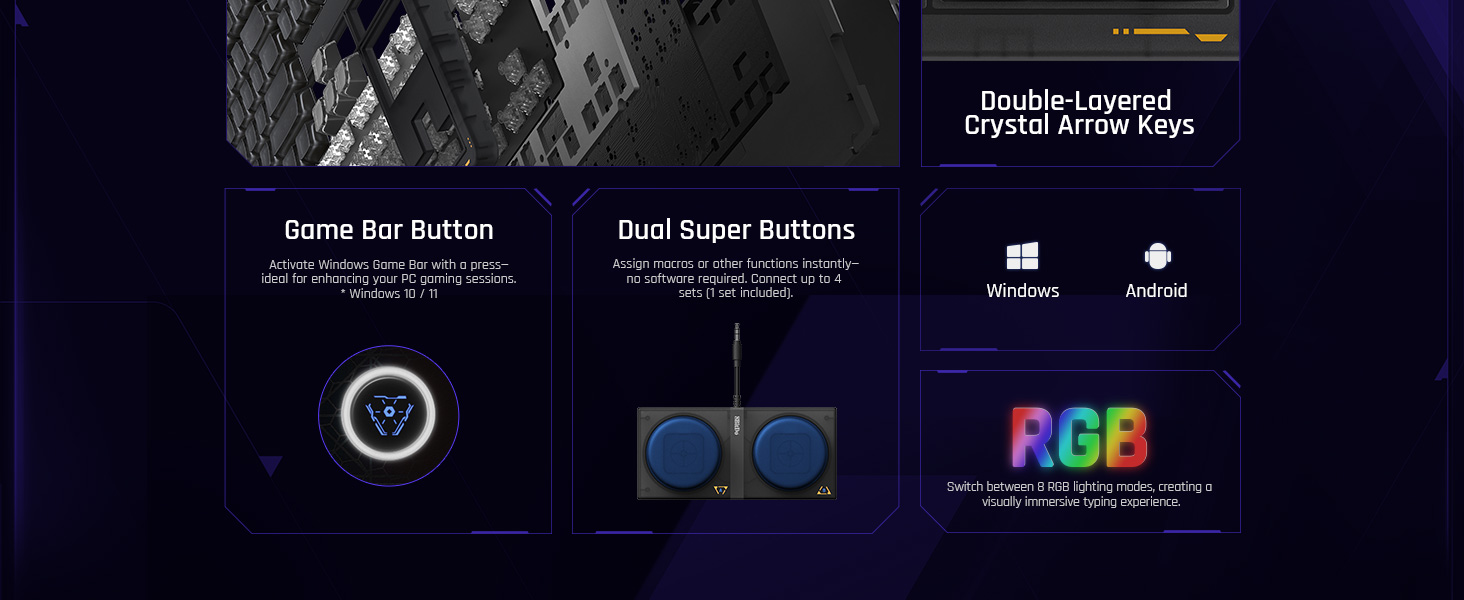 Mechanical Keyboard Hot-Swappable Kailh Switches RGB Backlight Programmable Windows Android 