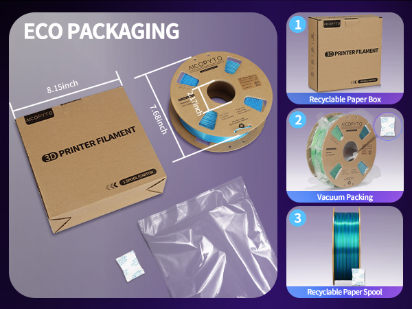 Dual Color Silk PLA 3D Printer Filament 1.75mm Silk Filament 1KG