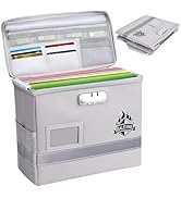 BALEINE Fireproof Document Box with Lock, Portable Fireproof Document Bag Waterproof Fire Proof F...