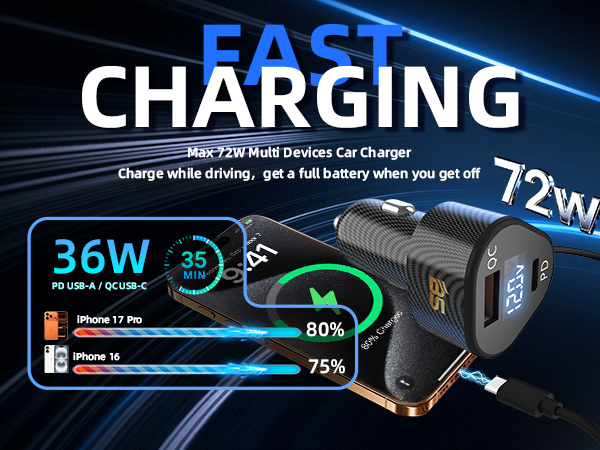 car charger with retractable cables