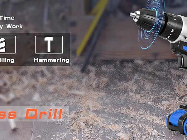 Cordless drill driver power impact screwdriver electric electrical tools batteries sets combo kits