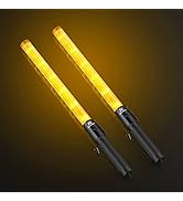 RoadHero 2 Pack 21inch Traffic Wand, Yellow Led Traffic Control Baton, Night Safety Light Wands w...
