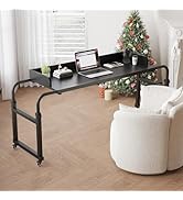 Furist Overbed Table with 360° Wheels, Queen Size Mobile Bed Desk, Recliner Table Over Bed Table ...