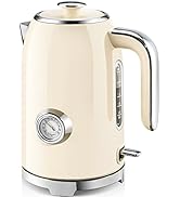 SUSTEAS Electric Kettle - 57oz Hot Tea Kettle Water Boiler with Thermometer, 1500W Fast Heating S...