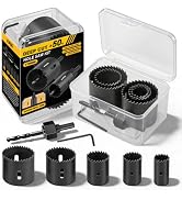 KATA 8PCS Deep Cut Hole Saw Kit 1" - 2-1/8" for Wood, PVC, Drywall, Plywood | Upgraded 48mm Cutti...