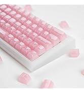 GUUKEY Crystal Transparent Clear Keycaps Jelly, Pink MDA Profile, 115 Keys Cute Custom Set for Ch...