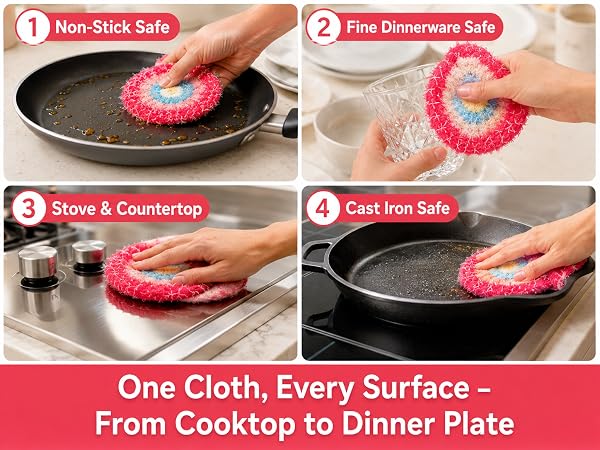 5 Pack Thickened Round Dish Scrubbers