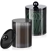 XIPENGKEJI 2 Pack Qtip Holder,Canister Apothecary Jar Set, Bathroom Jars with Lids Set for Cotton...