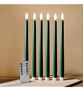 Ni-JASW Green Flameless Taper Candles with Remote Timer, Flickering Battery Operated LED Candlest...