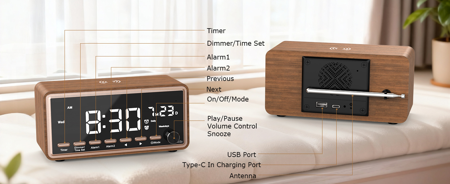 alarm clock button instruction