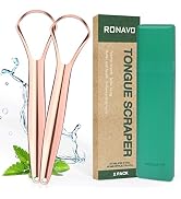 RONAVO Tongue Scraper for Adults, Medical Grade Metal Tongue Cleaner with Travel Case for Oral Ca...